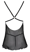Cottelli LINGERIE Babydoll transparant met gouden details - Zwart