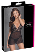 Cottelli LINGERIE Babydoll transparant met gouden details - Zwart