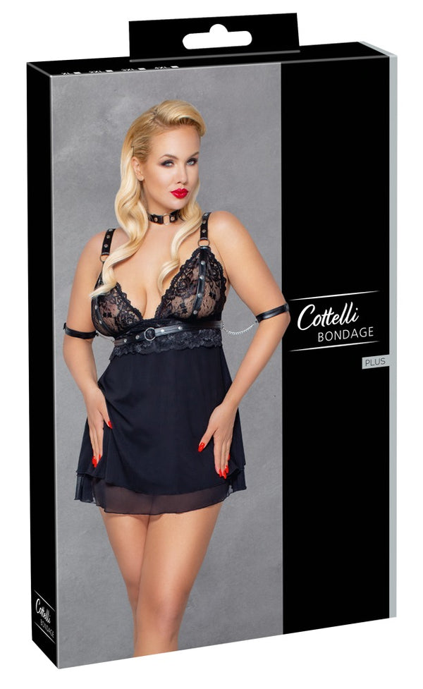 Cottelli BONDAGE bondage set met babydoll - Zwart - Cottelli BONDAGE - SKU: 27413851071