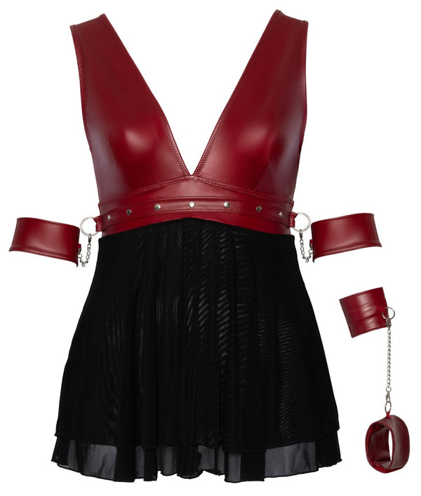 Cottelli BONDAGE babydoll met powernetrok - Zwart - Cottelli BONDAGE - SKU: 27414581081