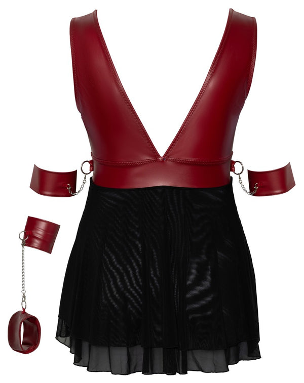 Cottelli BONDAGE babydoll met powernetrok - Zwart - Cottelli BONDAGE - SKU: 27414581081