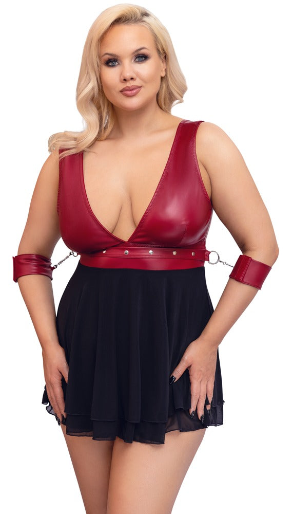 Cottelli BONDAGE babydoll met powernetrok - Zwart - Cottelli BONDAGE - SKU: 27414581081