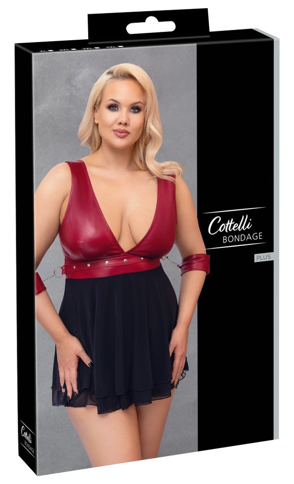 Cottelli BONDAGE babydoll met powernetrok - Zwart - Cottelli BONDAGE - SKU: 27414581081