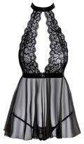 kissable Babydoll transparant met rugloze uitsnede - Zwart