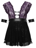 Cottelli BONDAGE Babydoll met choker en armmanchetten - Zwart