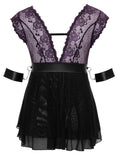 Cottelli BONDAGE Babydoll met choker en armmanchetten - Zwart