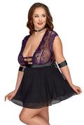 Cottelli BONDAGE Babydoll met choker en armmanchetten - Zwart