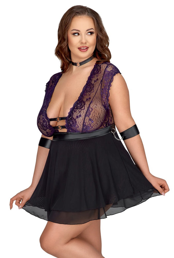 Cottelli BONDAGE set met bloemenkant - Zwart - Cottelli BONDAGE - SKU: 27414901051