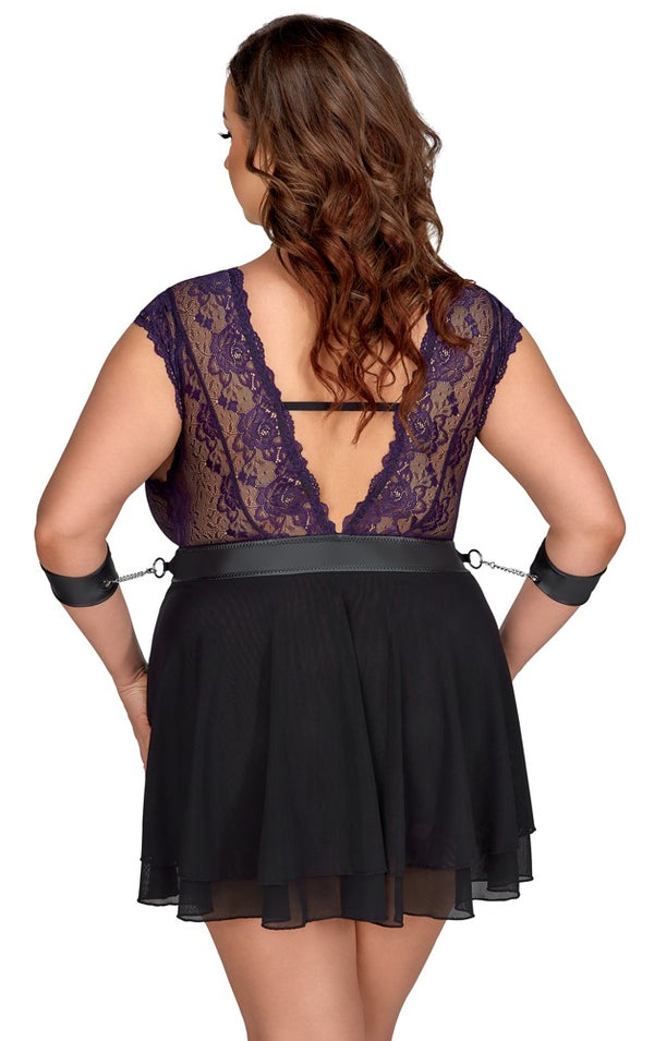 Cottelli BONDAGE set met bloemenkant - Zwart - Cottelli BONDAGE - SKU: 27414901051