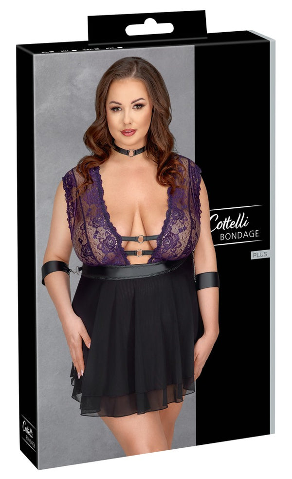 Cottelli BONDAGE set met bloemenkant - Zwart - Cottelli BONDAGE - SKU: 27414901051