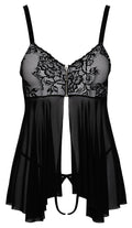 Cottelli LINGERIE babydoll met ritssluiting - Zwart