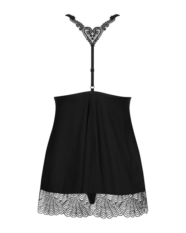 Obsessive Chiccanta babydoll met guipure hart - Zwart - Obsessive - SKU: 27415981111