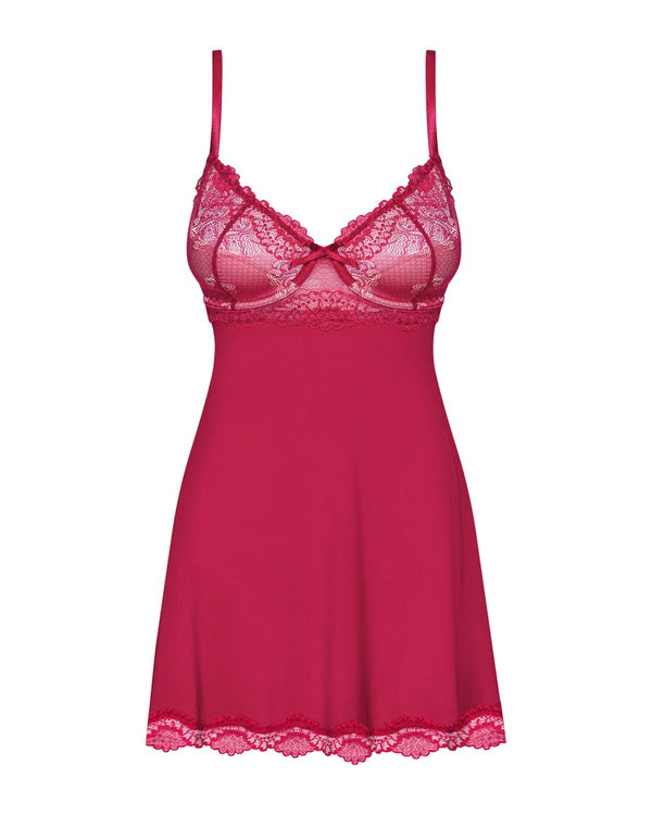 Obsessive babydoll met gewatteerd kant - Rood - Obsessive - SKU: 27416793111