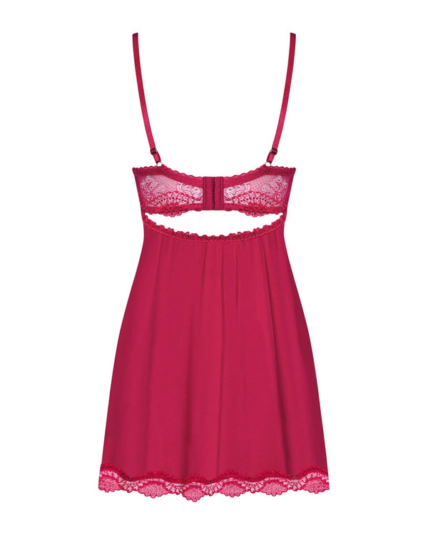 Obsessive babydoll met gewatteerd kant - Rood - Obsessive - SKU: 27416793111