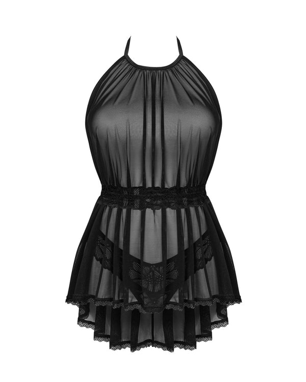 Obsessive Serafia babydoll met string - Zwart - Obsessive - SKU: 27416871121