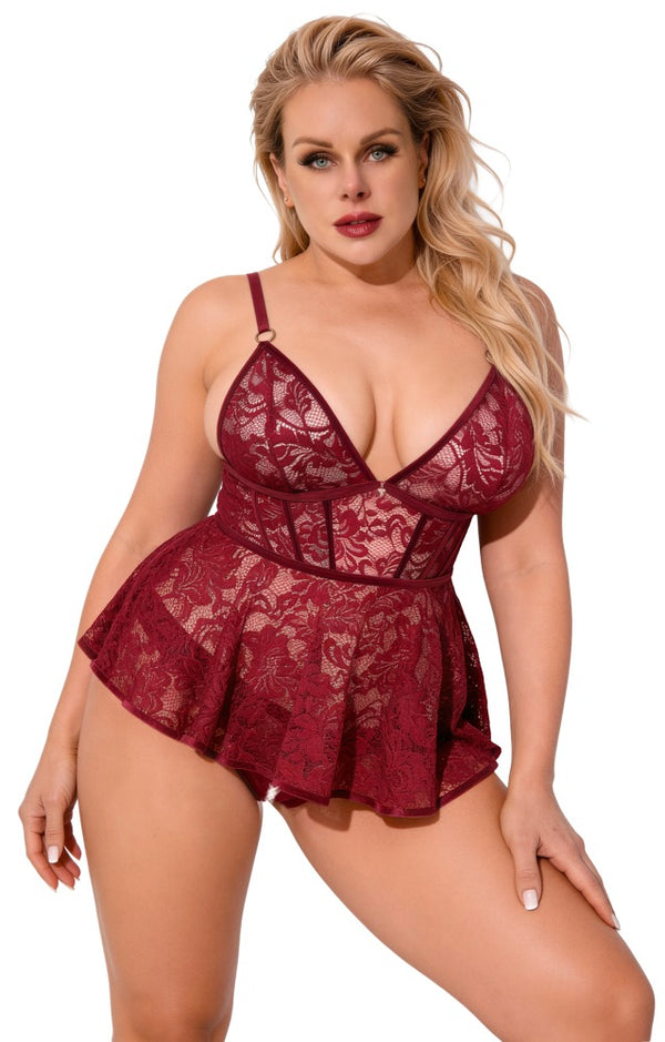 Cottelli CURVES kant set met fluweel - Rood - Cottelli CURVES - SKU: 27416953051
