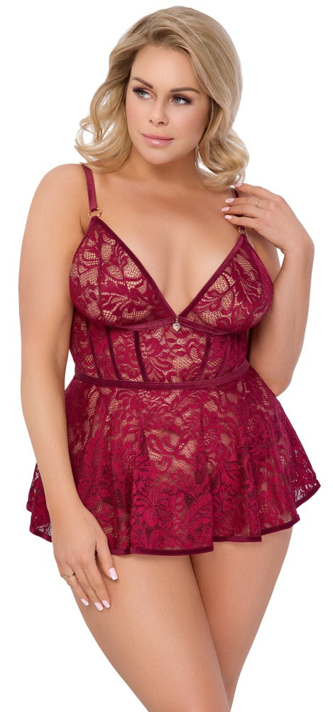 Cottelli CURVES kant set met fluweel - Rood - Cottelli CURVES - SKU: 27416953051