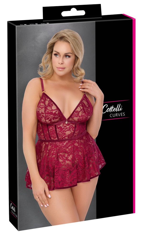 Cottelli CURVES kant set met fluweel - Rood - Cottelli CURVES - SKU: 27416953051