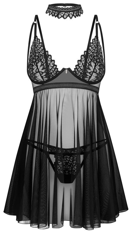 Obsessive Donarella 3-delige set Babydoll-set - Zwart - Obsessive - SKU: 27417091141