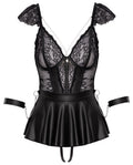 Cottelli BONDAGE Babydoll set met handboeien en kruisloze string - Zwart