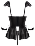 Cottelli BONDAGE Babydoll set met handboeien en kruisloze string - Zwart