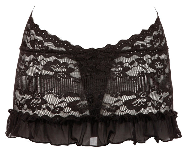 Cottelli LINGERIE bloemenkant jurk met halternek - Zwart - Cottelli LINGERIE - SKU: 27503411021