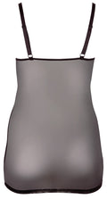 Cottelli CURVES Lingeriejurk transparant met kant en jarretels - Zwart