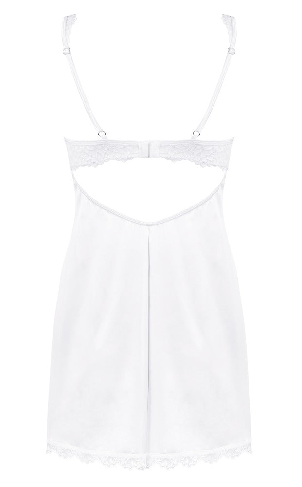Obsessive Lingeriejurk met beugelbeha en kant - Wit