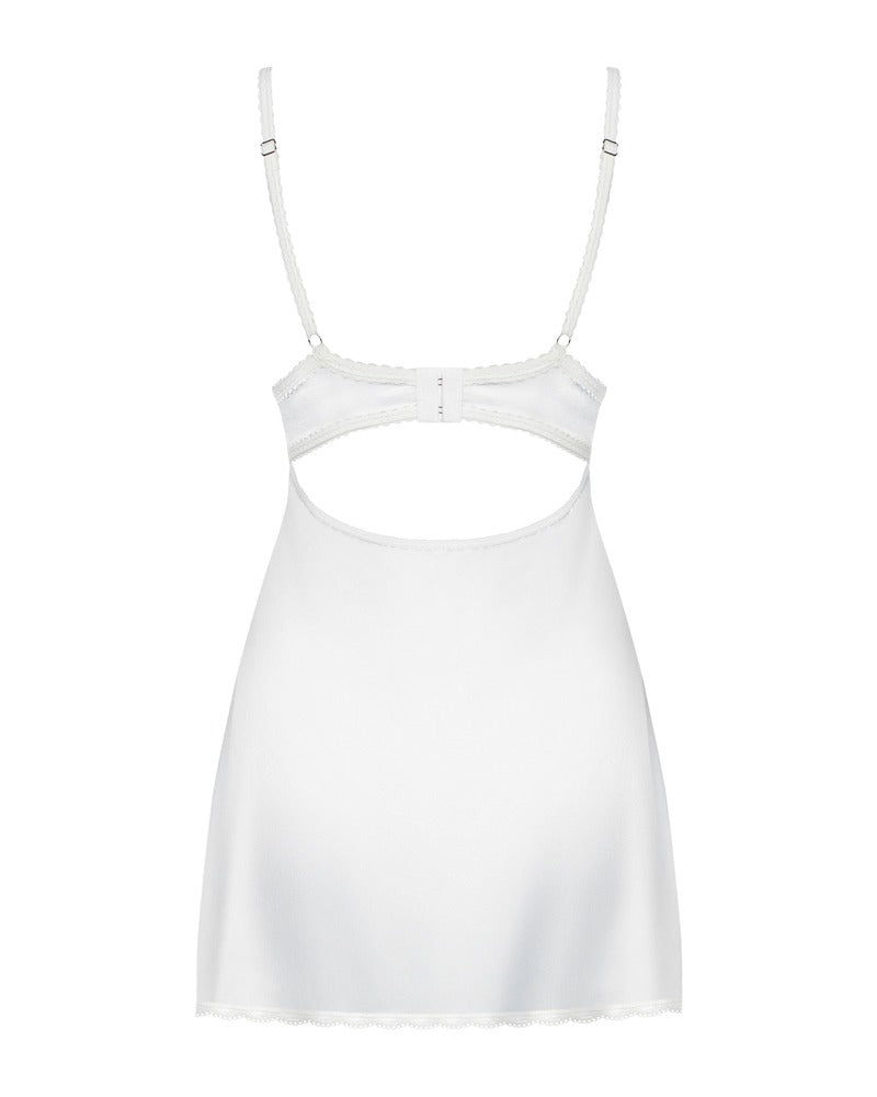 Obsessive Chemise met tule en borduurwerk - Wit