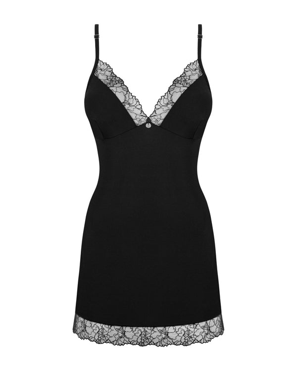 Obsessive Bella Rou chemise met thong - Zwart - Obsessive - SKU: 27513991121