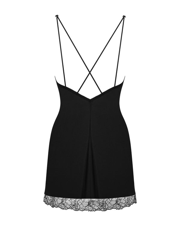 Obsessive Bella Rou chemise met thong - Zwart - Obsessive - SKU: 27513991121