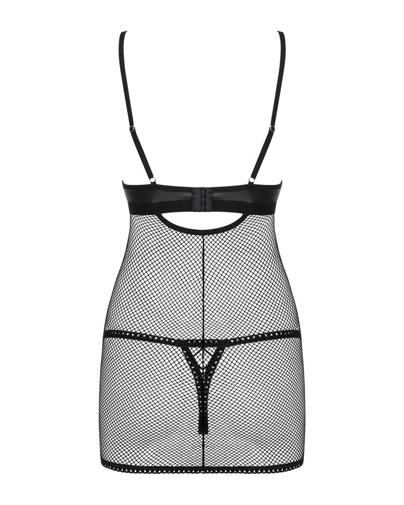 Obsessive negligé en string set Redella - Zwart