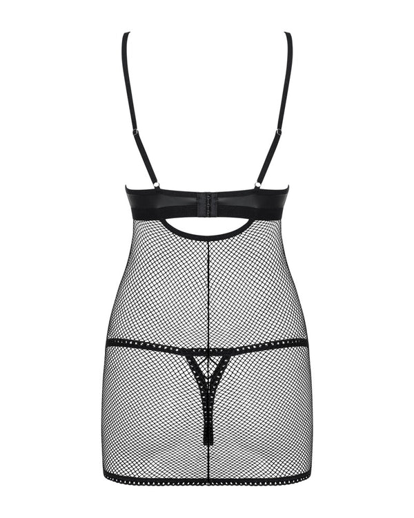 Obsessive Redella chemise & thong - Zwart - Obsessive - SKU: 27514961131