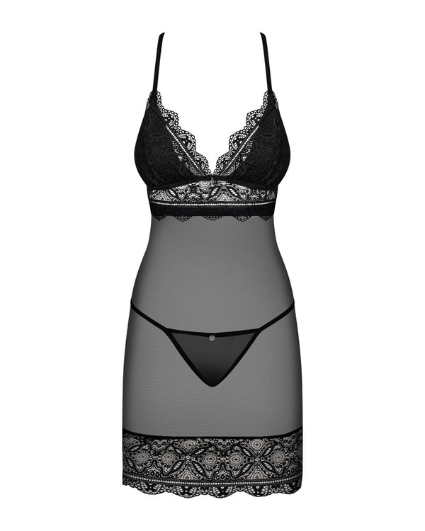 Obsessive chemise met gewatteerd bra - Zwart - Obsessive - SKU: 27515181111