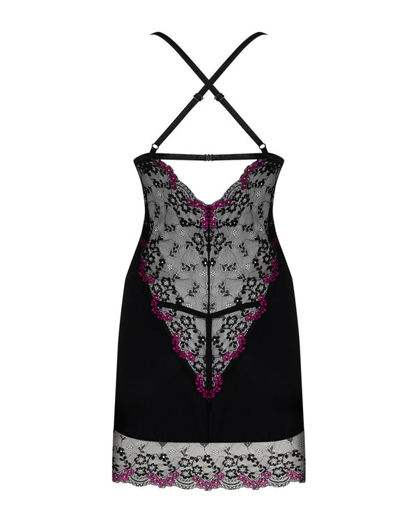 Obsessive Vanessme chemise & thong - Zwart - Obsessive - SKU: 27515421111