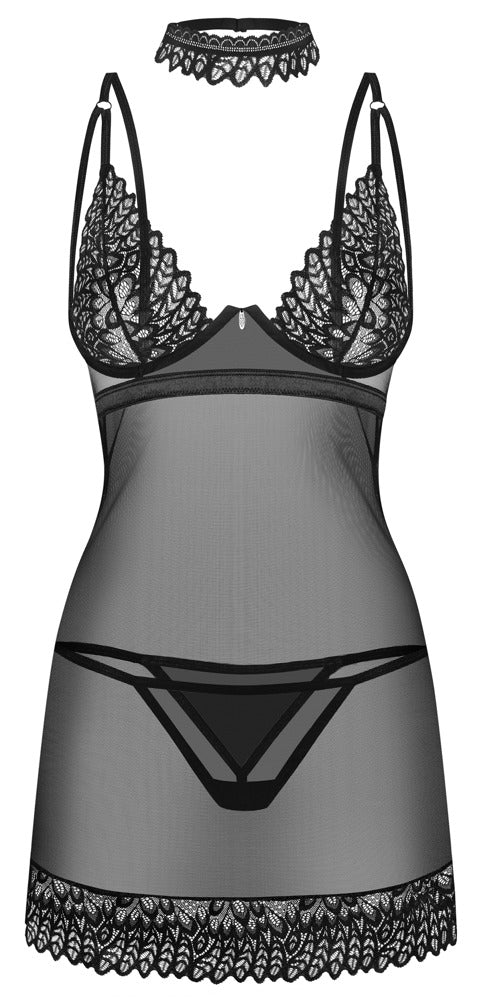 Obsessive Donarella 3-delige set negligé-set - Zwart - Obsessive - SKU: 27516661141