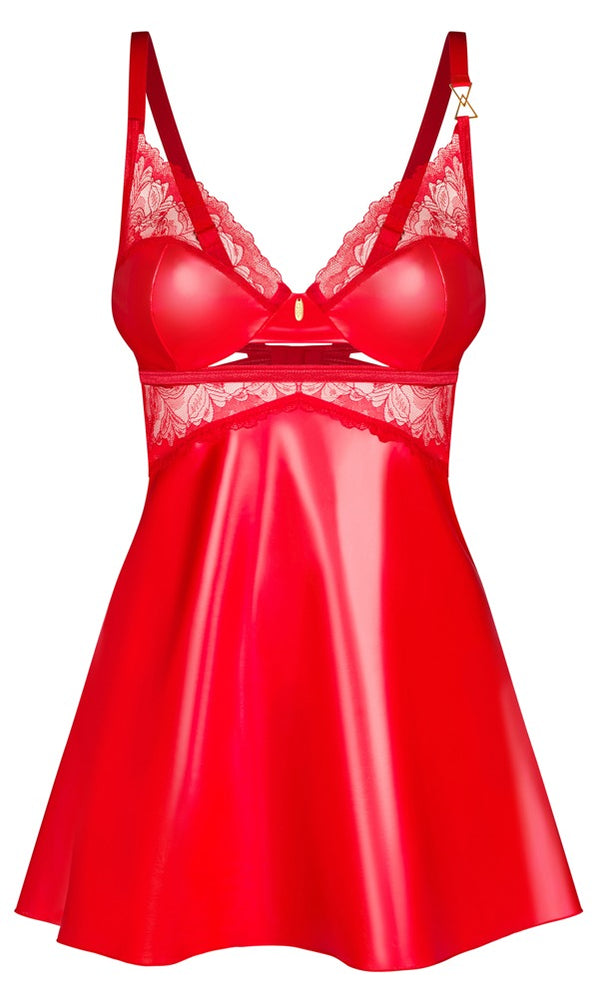 Obsessive Chemise met transparant kant - Rood - Obsessive - SKU: 27517043111