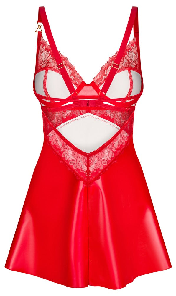 Obsessive Chemise met transparant kant - Rood - Obsessive - SKU: 27517043111