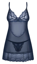 Obsessive Chemise met beugelcup en string - Blauw