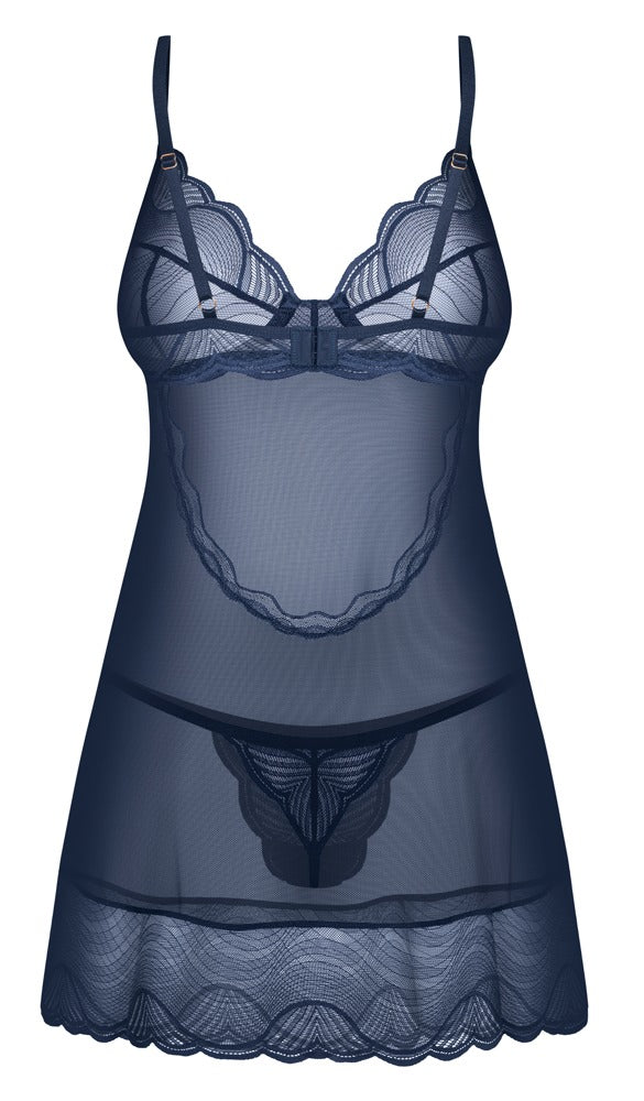 Obsessive Chemise met beugelcup en string - Blauw - Obsessive - SKU: 27517474121