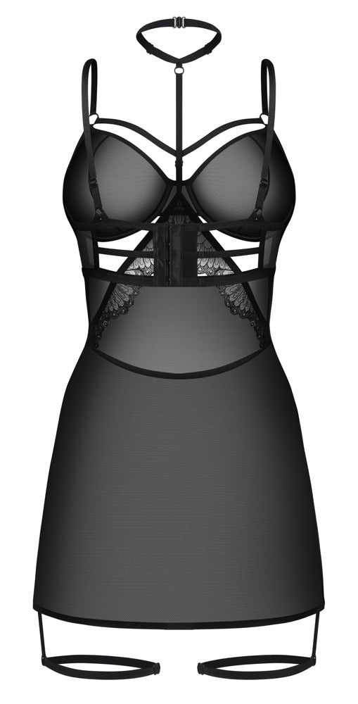 Obsessive Chemise met kant en jarretels - Zwart - Obsessive - SKU: 27517801131