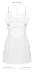 Obsessive Chemise met kant en jarretels - Wit