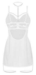 Obsessive Chemise met kant en jarretels - Wit