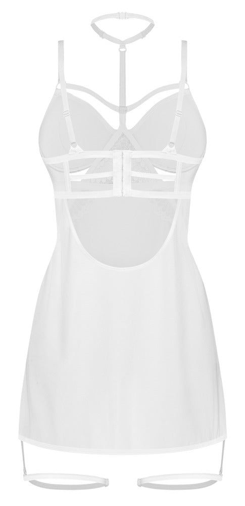 Obsessive Chemise met kant en jarretels - Wit - Obsessive - SKU: 27517802111