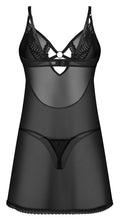 Obsessive Chemise transparant met ondoorzichtige cups - Zwart
