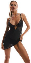 Obsessive Chemise transparant met ondoorzichtige cups - Zwart
