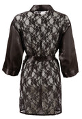 Cottelli LINGERIE Kimono semi-transparant met bloemenkant - Zwart