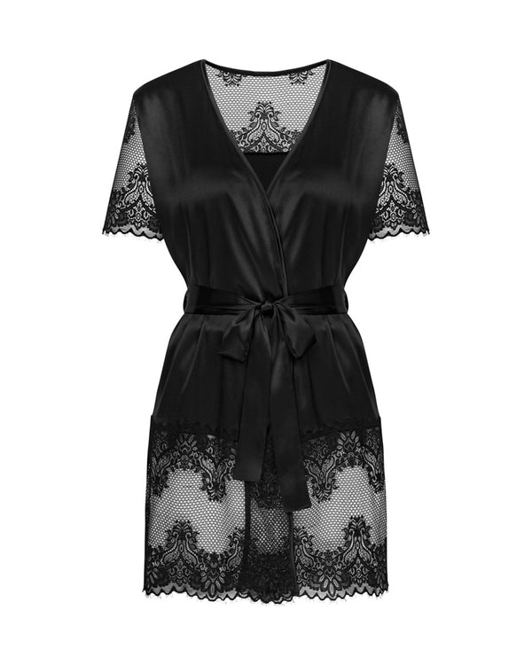 Obsessive Maderris peignoir - Zwart - Obsessive - SKU: 27606221941