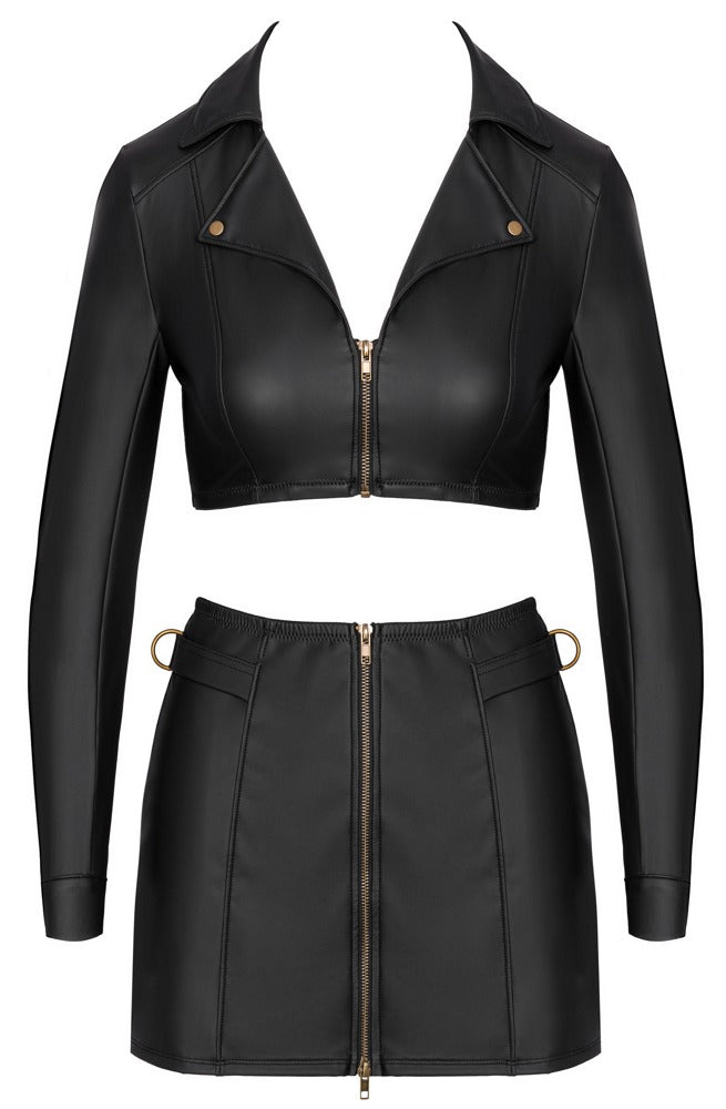 Cottelli PARTY Clubwear set met koperkleurige details - Zwart