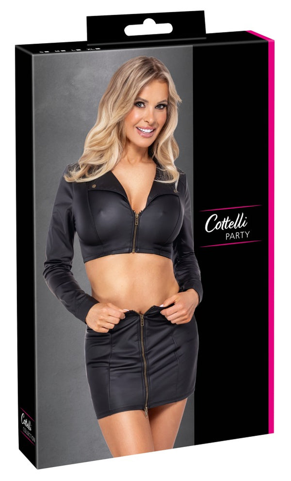 Cottelli PARTY clubwear set met matte look - Zwart - Cottelli PARTY - SKU: 27607031021